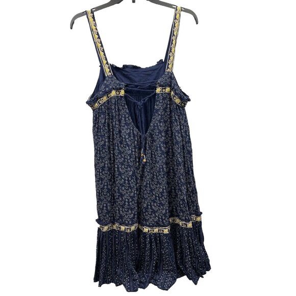 FREE PEOPLE Indigo Tank Mini Dress Blue Boarderline Tunic Size Medium - Picture 3 of 16
